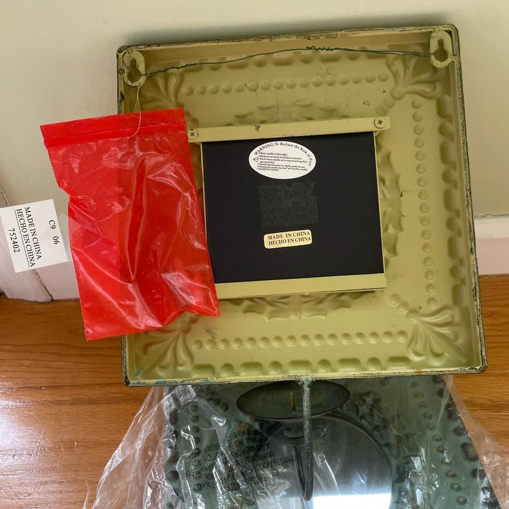 Set of 2 Vintage-Style Wall Mirror with Candle Holder